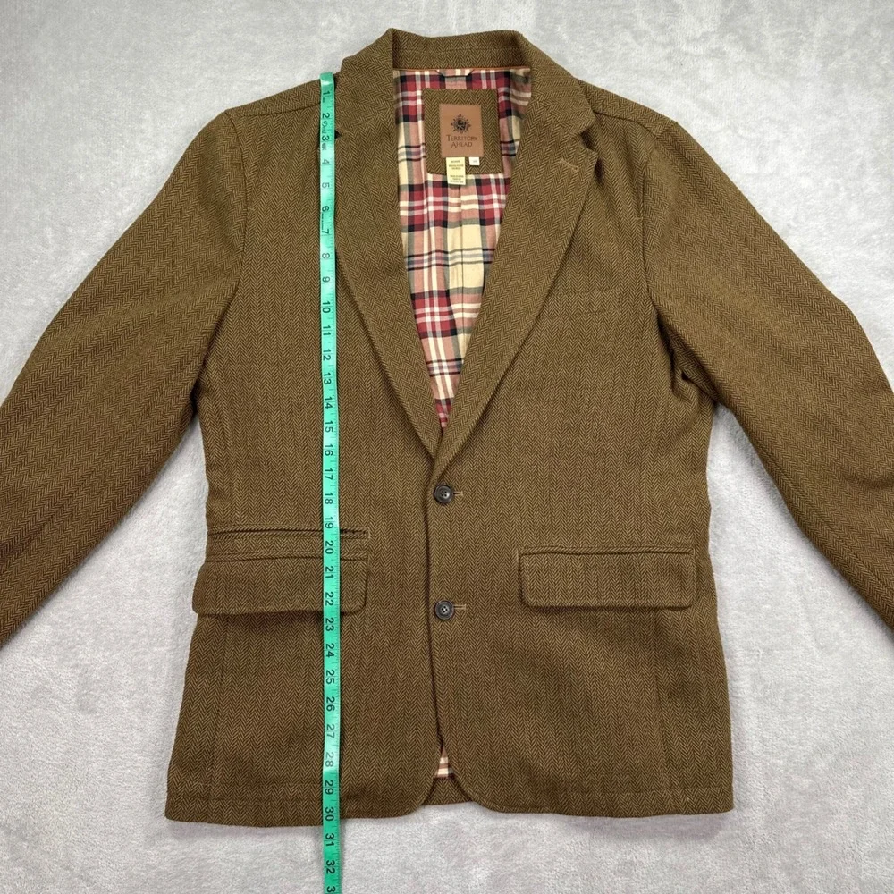 Territory Ahead Blazer Mens Medium Brown Herringbone Wool Blend Elbow Patches